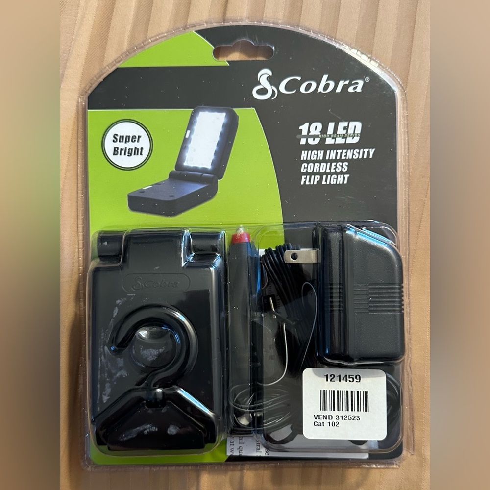 Cobra 18-LED High Intensity Cordless Flip Light with Wall Charger